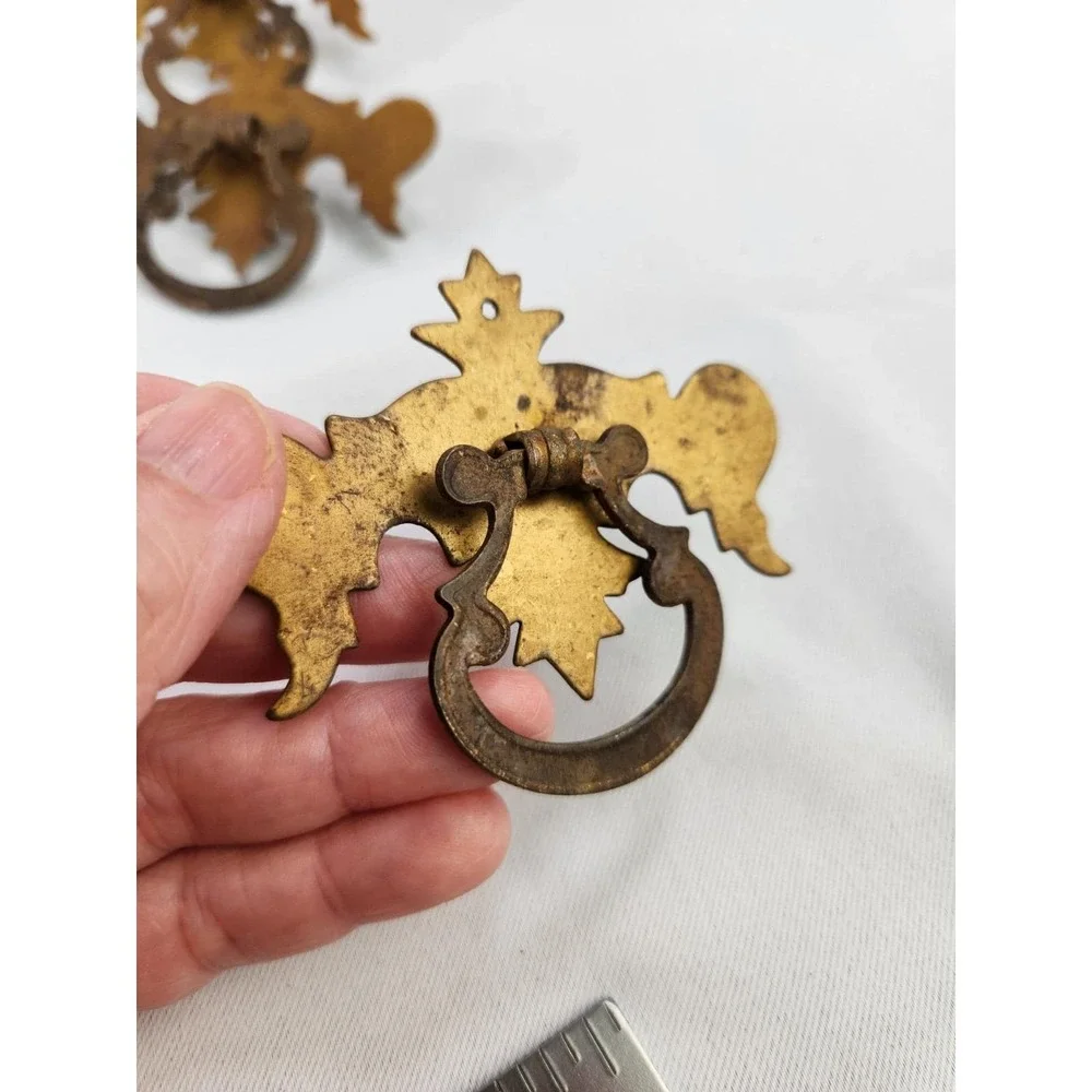 Vintage Drawer Pulls Chippendale Batwing Drop Style-Single Screw Handles Ornate